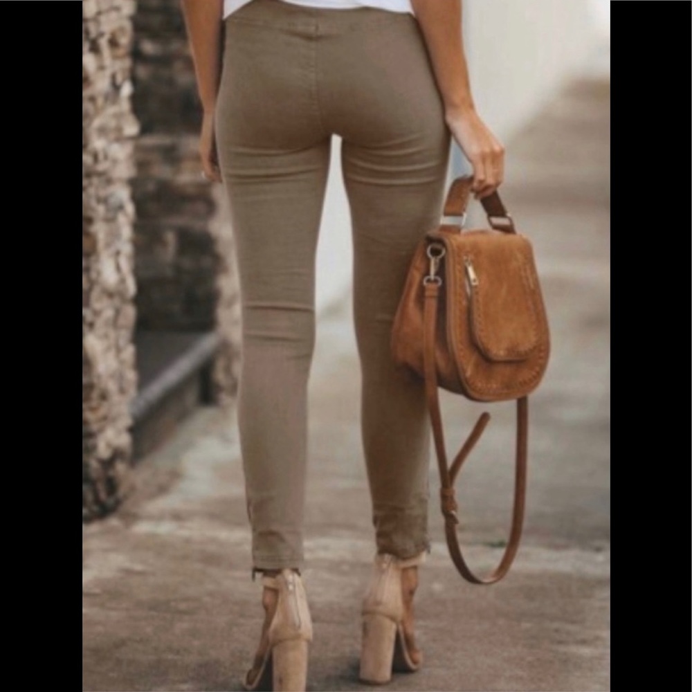 Sale 🔥 NWT Mocha Brown Moto Ankle Zip Leggings - Picture 2 of 4